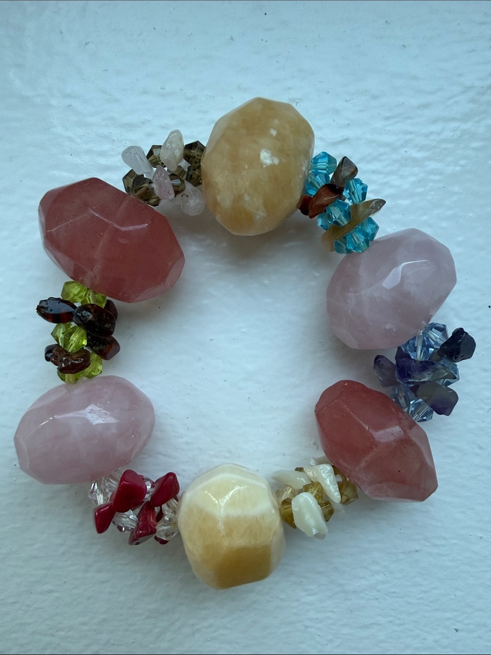 Multicolor Faceted Stone Stretch Bracelet - Women Jewelry